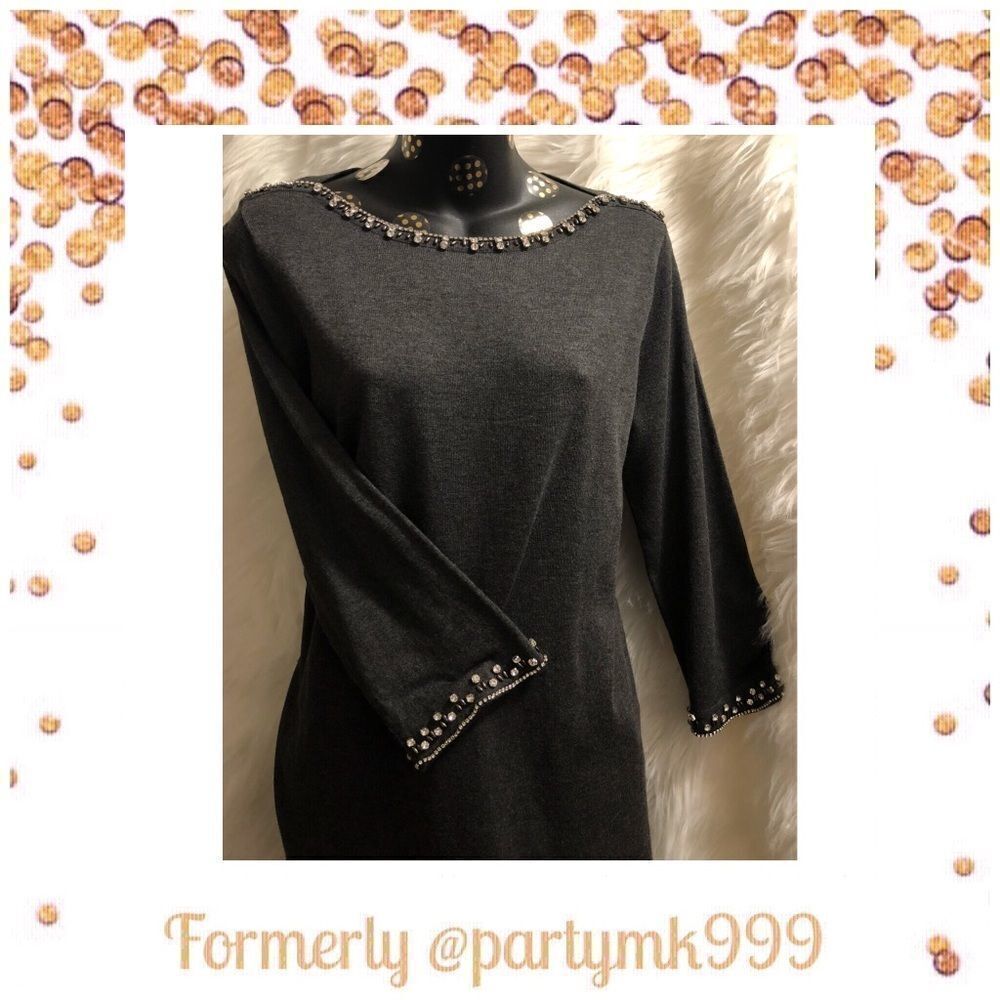 Nwt Boat Neck Knit Top Sweater Crystals Jeweled Baubles Knit Top NEW RET$99 - Picture 5 of 12